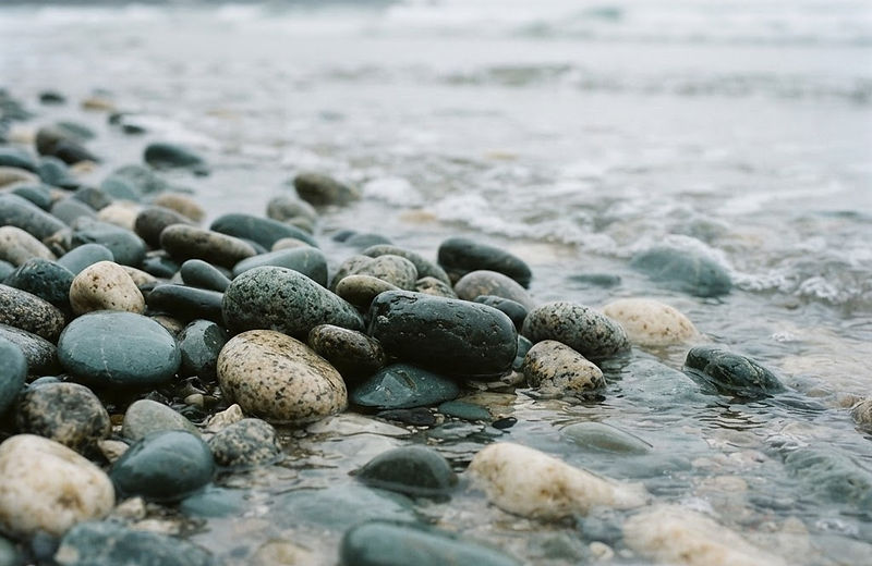 Sea stones at the tide line