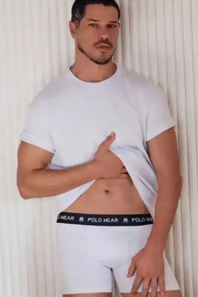 Kit 6 Cuecas Algodão Boxer Polo Wear Branco