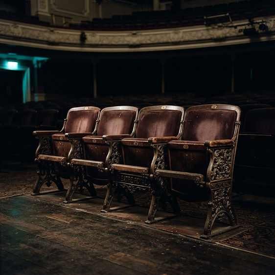 Cast-iron theatre stalls seats — 14 seats on original frames — photo 1