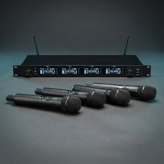 Shure ULXD4Q quad digital radio mic system — 4 handhelds — photo 1