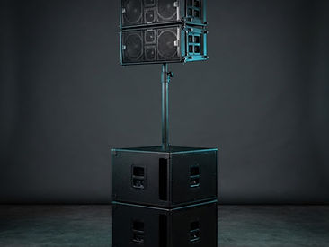 d&b audiotechnik E8 PA system — 4 tops, 2 subs, amps and cases