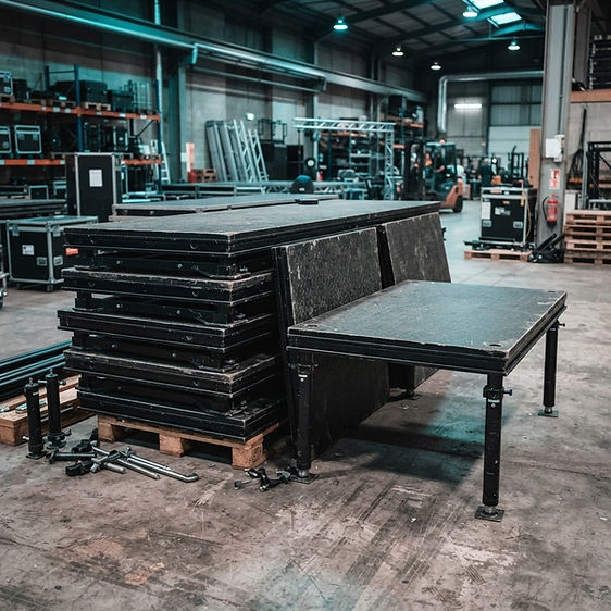 Ex-hire modular stage deck system — 12 decks, steel framed — photo 1