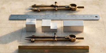 Precision measuring tools aligned on a pale surface, representing ISO management system standards