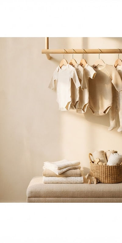 Soft cotton baby essentials in a warm nursery