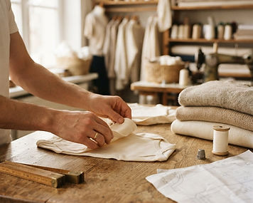 Folding soft cotton baby clothing by hand