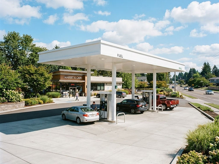 Modern gas station on a bright day