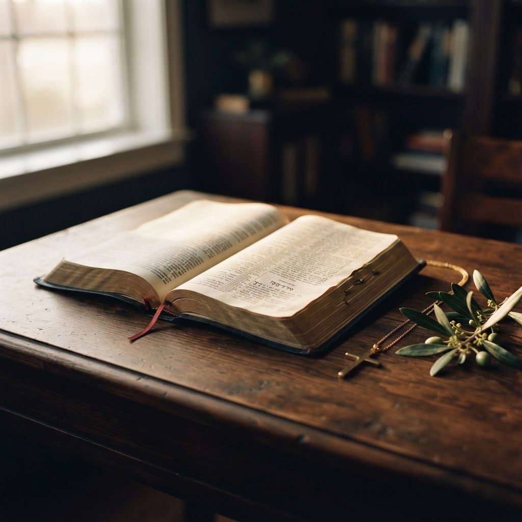 Open Bible in warm light