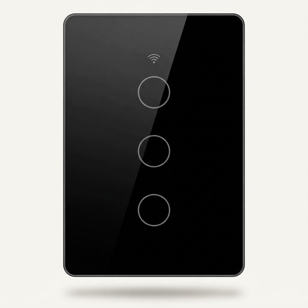 A 3 gang switch plate in black