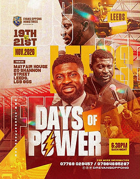 Days of Power conference flyer — 19th to 21st November 2026 at Mayfair House, Leeds