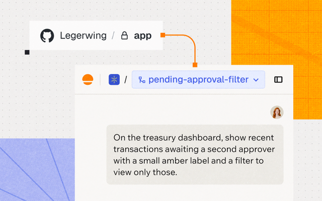 A light grey halftone canvas tiled with small app interface cards, charts and photo thumbnails, with two orange squares holding black Base44 glyphs and the headline “Every builder needs a base” set large in black across the centre.