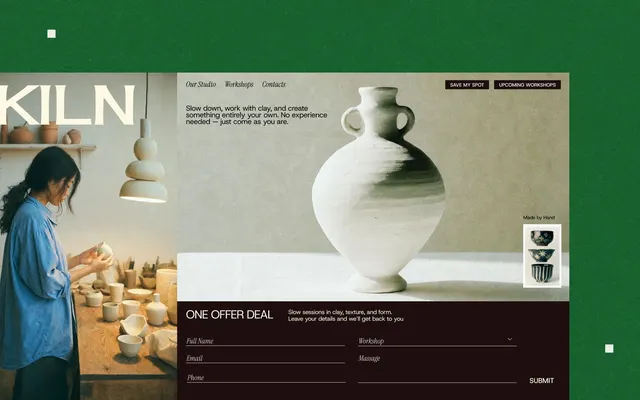 Pottery studio one-page website