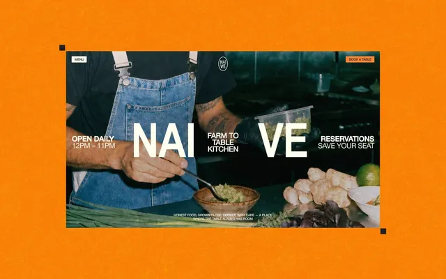 Restaurant website homepage