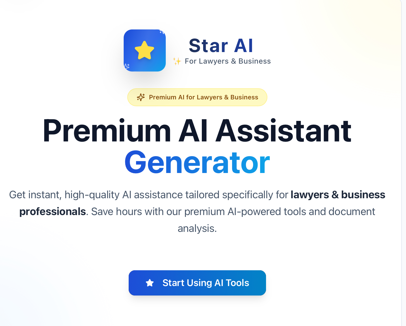 Star AI legal assistant app template