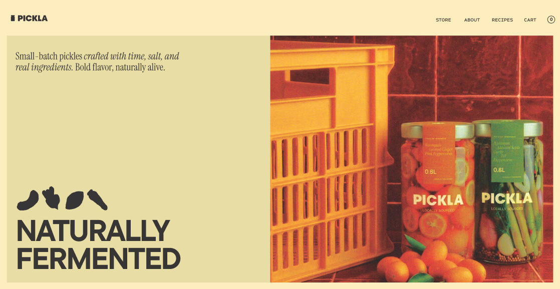 Pickle brand homepage built in Base44