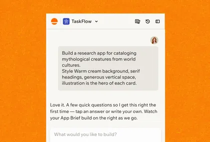 Describing a entertainment app idea in the Base44 prompt box