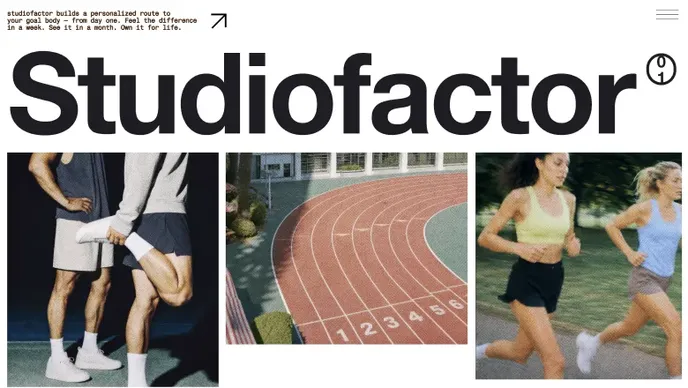 Fitness website built with Base44, showing a running club's track and training photos