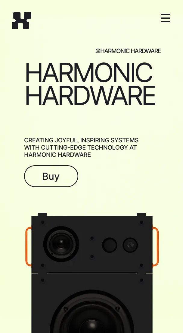 Hardware brand product page built with Base44, on a phone