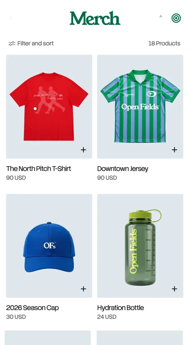 Team merch store built with Base44, on a phone