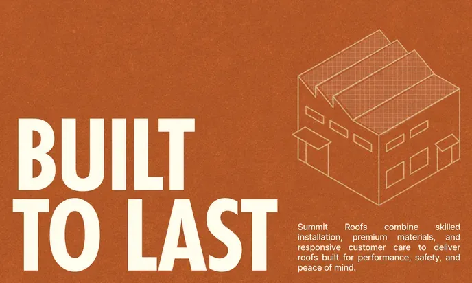 Roofing website hero for a contractor – 'Built to last' headline with a roof illustration
