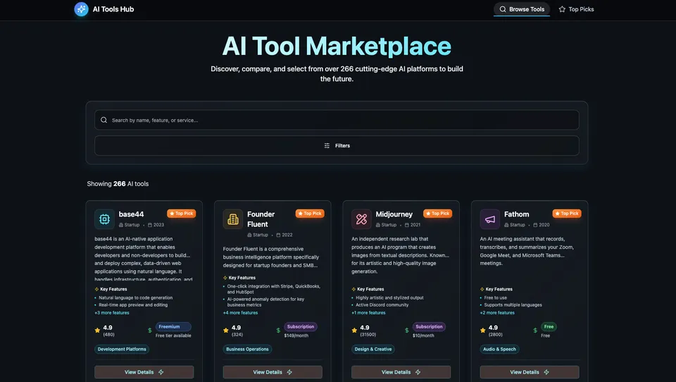 Community website template built with Base44, showing a directory and search homepage