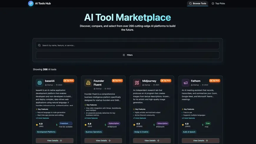 Community website template built with Base44, showing a directory and search homepage
