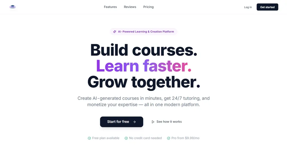Online course website template built with Base44, showing a course platform homepage