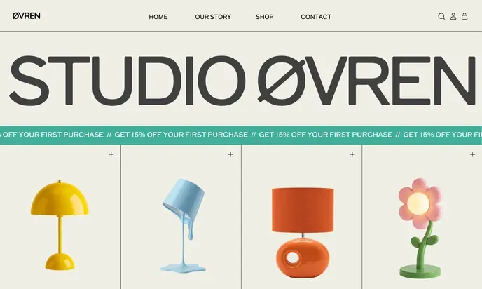 Home goods store page with product listings