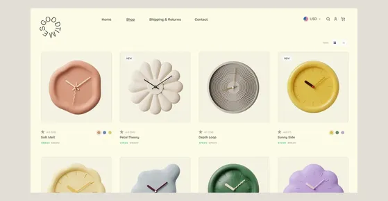 Product page of an online clock store