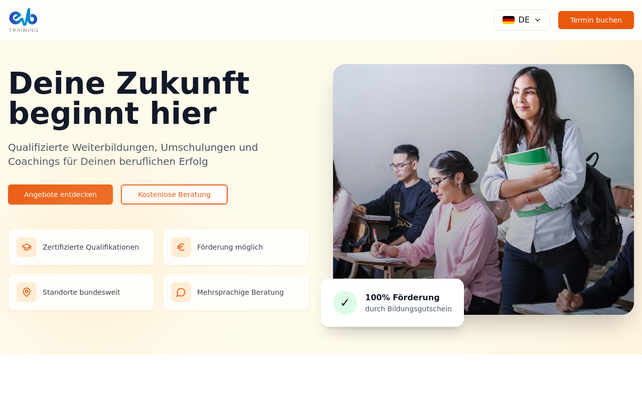 EVB Training Landingpage