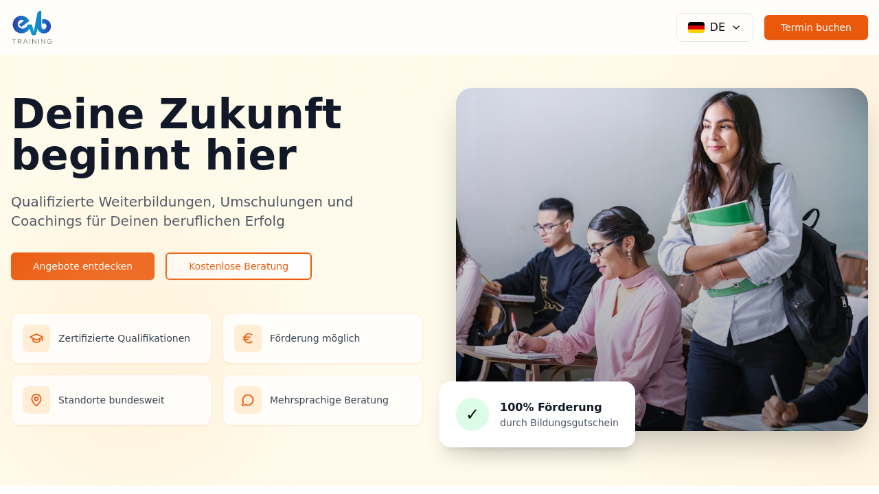 EVB Training Landingpage