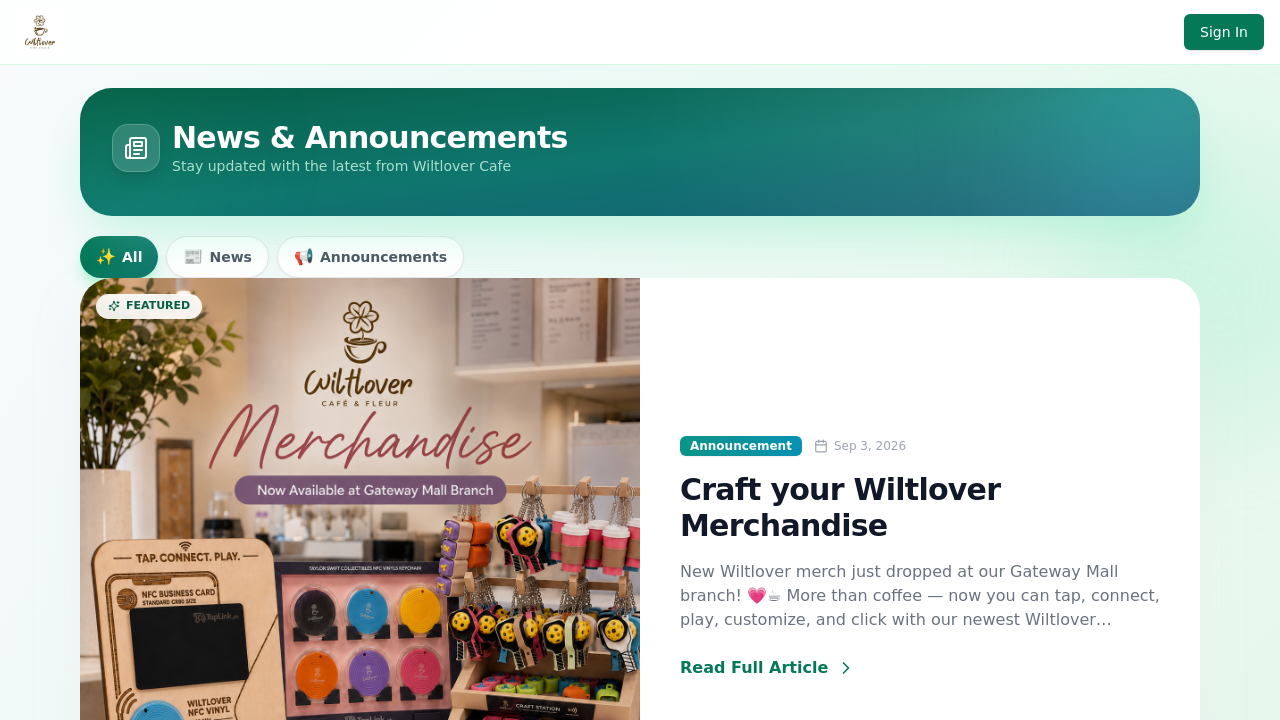 Wiltlover Cafe Rewards
