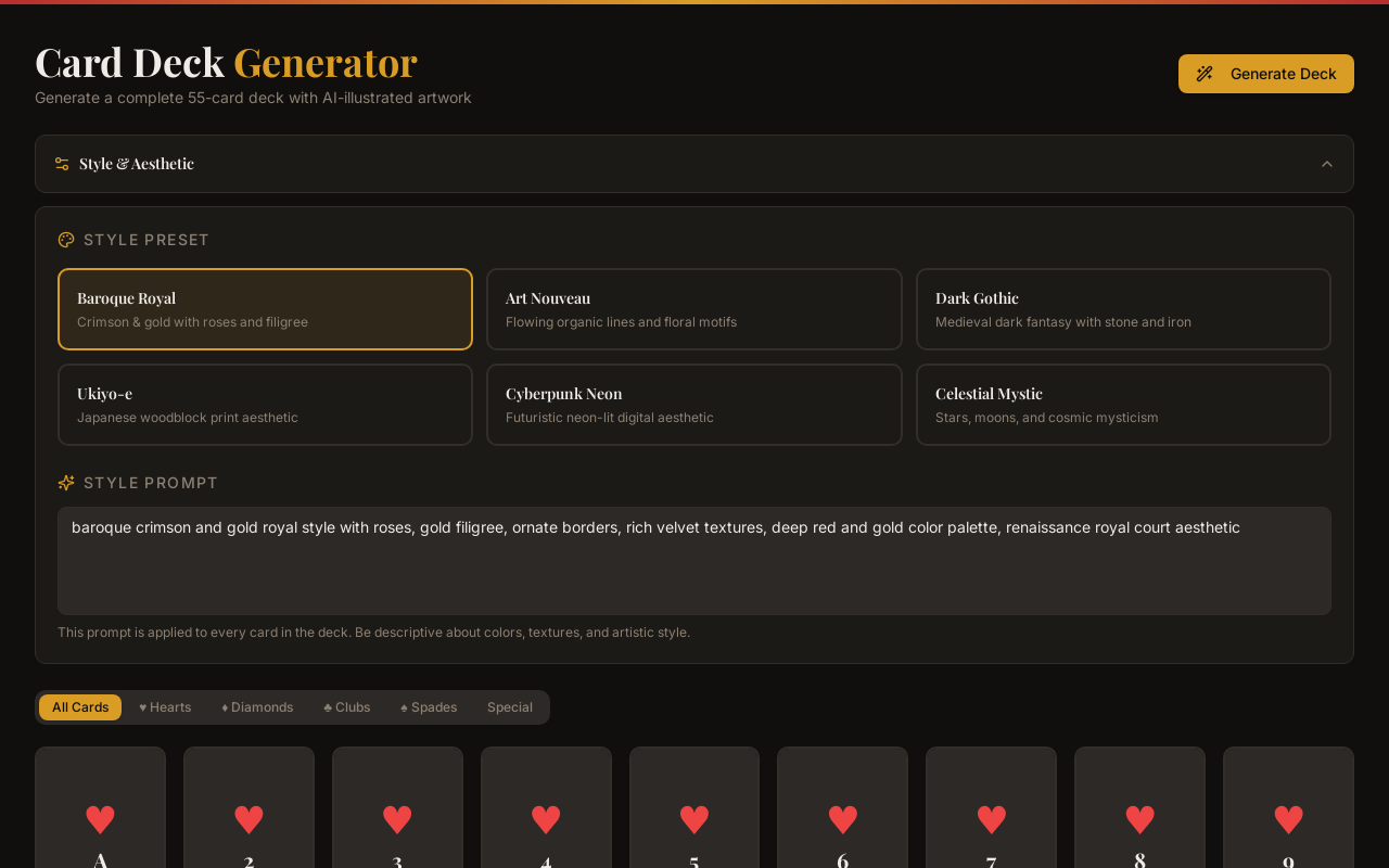 ArcaneDecks AI, screenshot