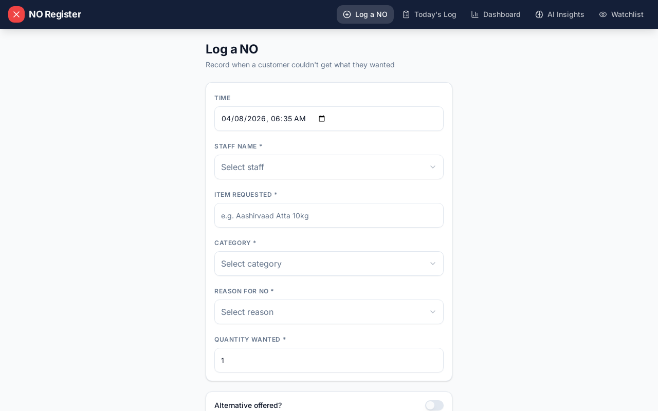 NO Register