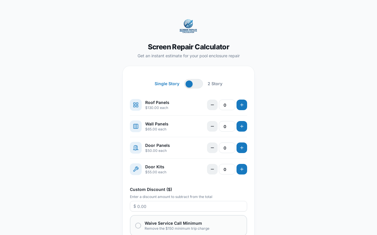 Screen Repair Calculator