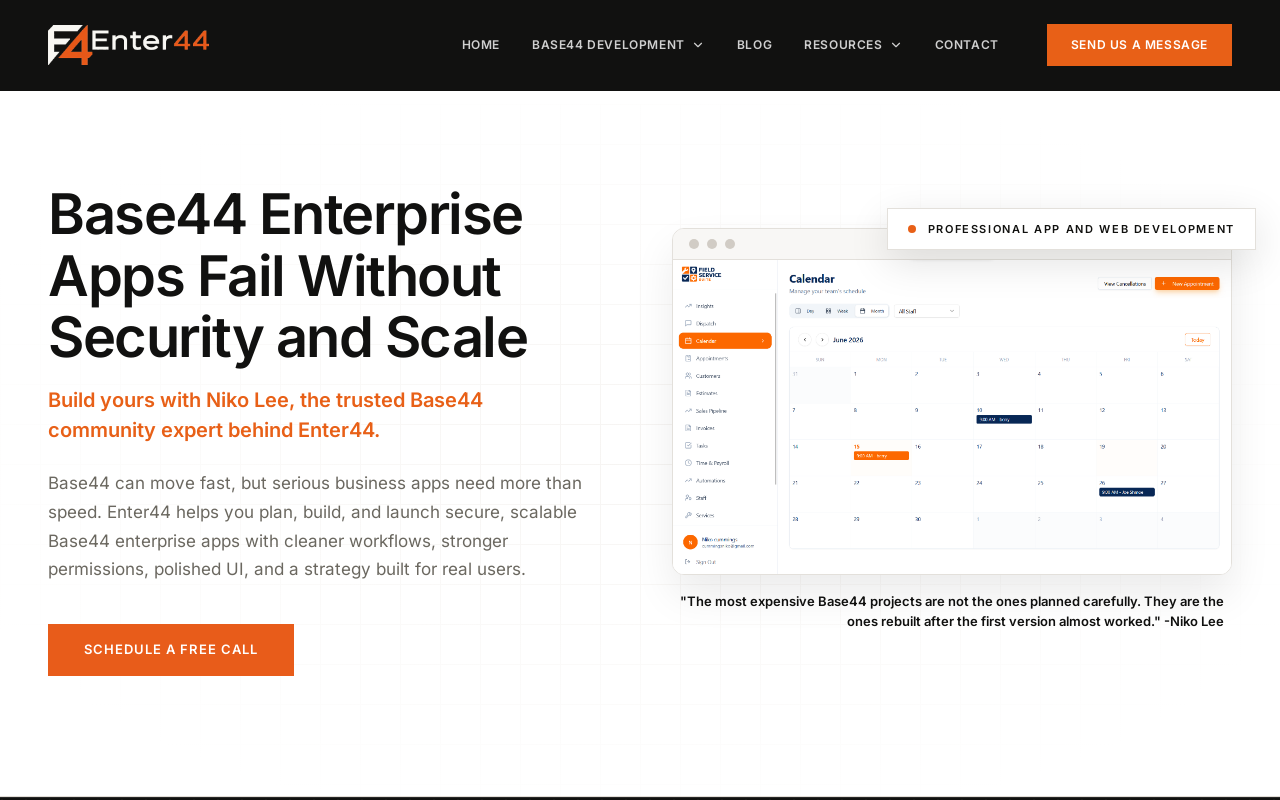 Base44 Enterprise-Grade Apps Built by a Base44 Expert | Enter44
