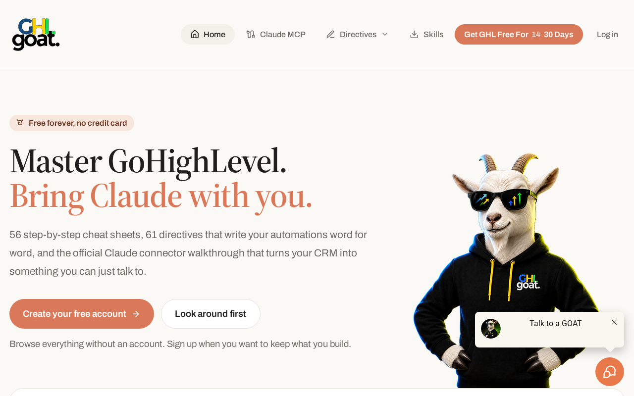 Screenshot of GHL GOAT
