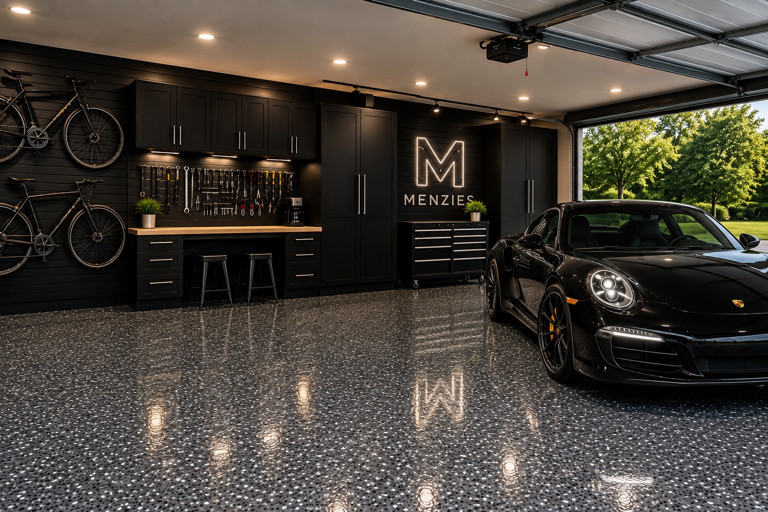 Premium polyaspartic concrete coating showroom floor