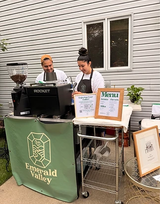 The cart, set for a backyard celebration