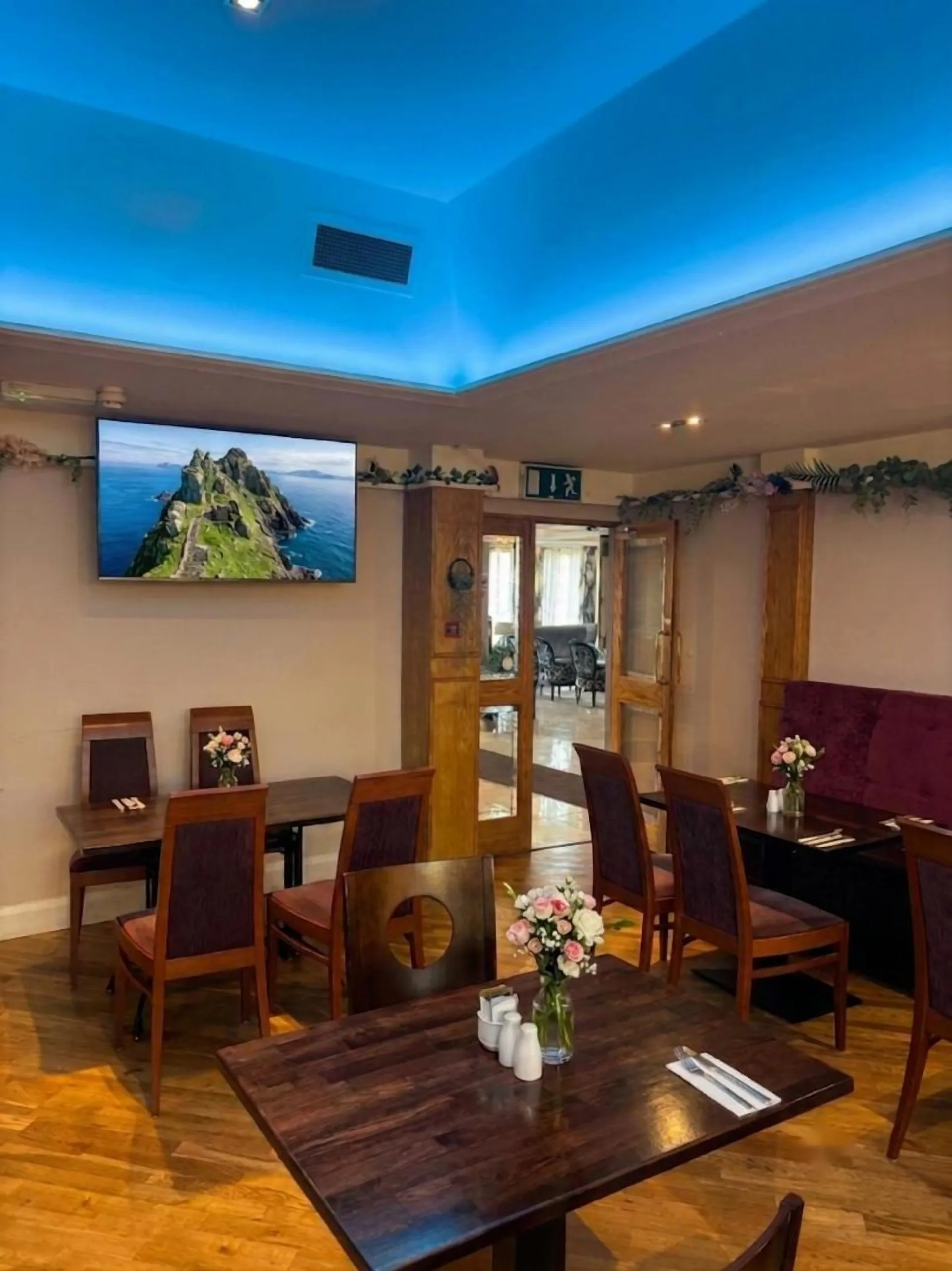 The restaurant with blue mural