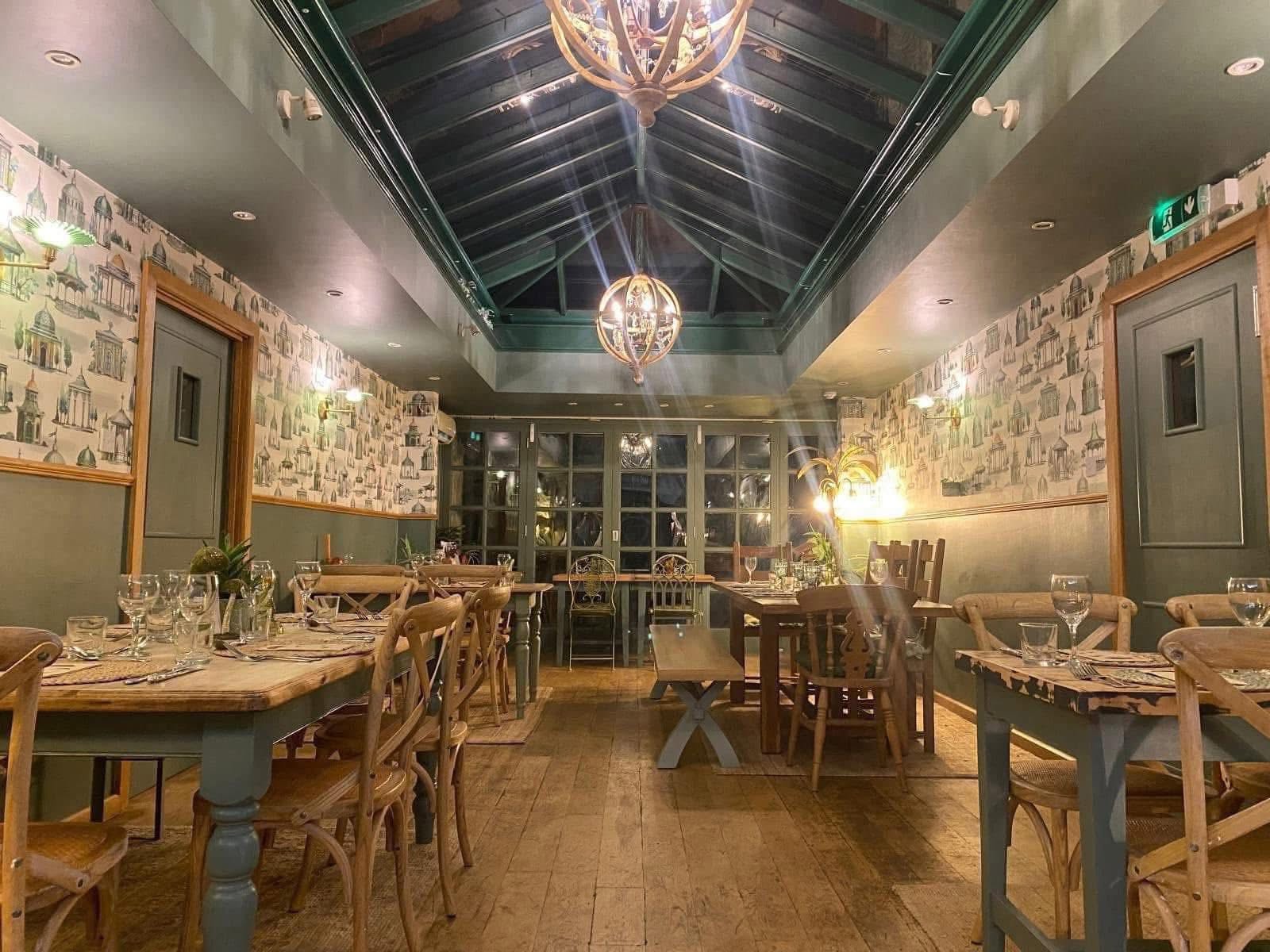 The dining room at dusk