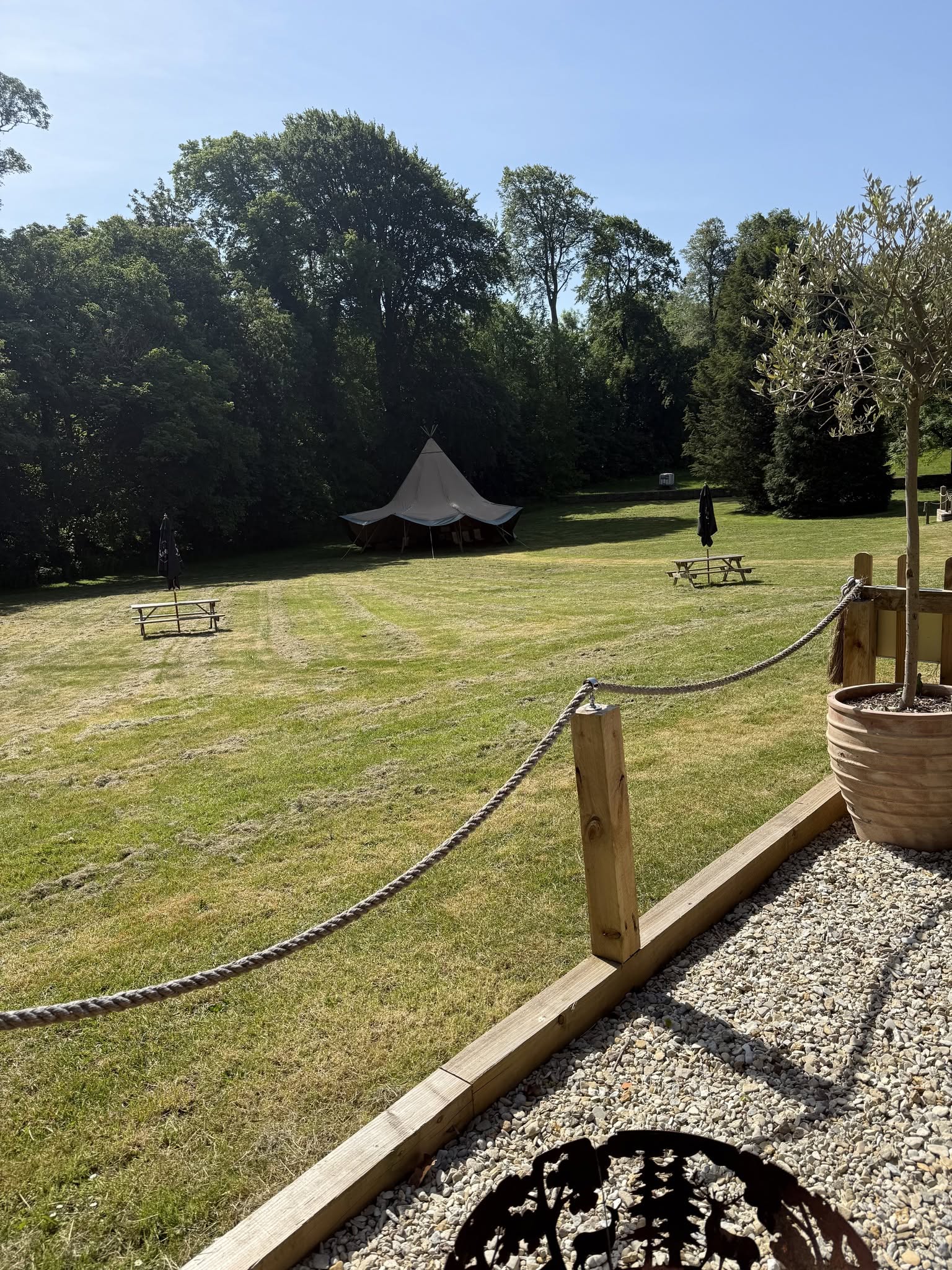 The lawn and tipi