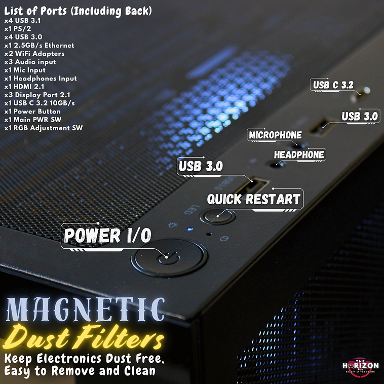 Top I/O panel with magnetic dust filters