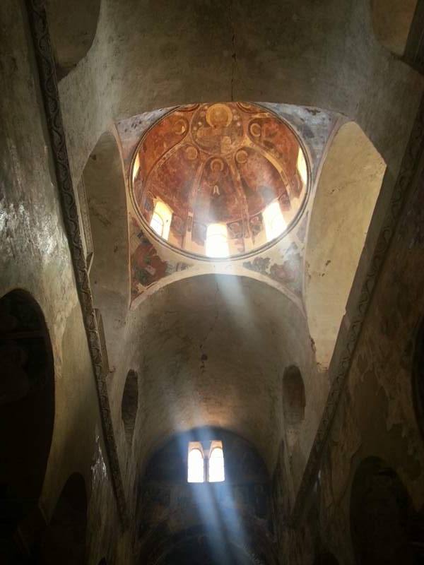 Mystras β Byzantine frescoed dome interior