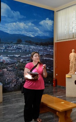 Theano guiding at the museum of ancient Messene