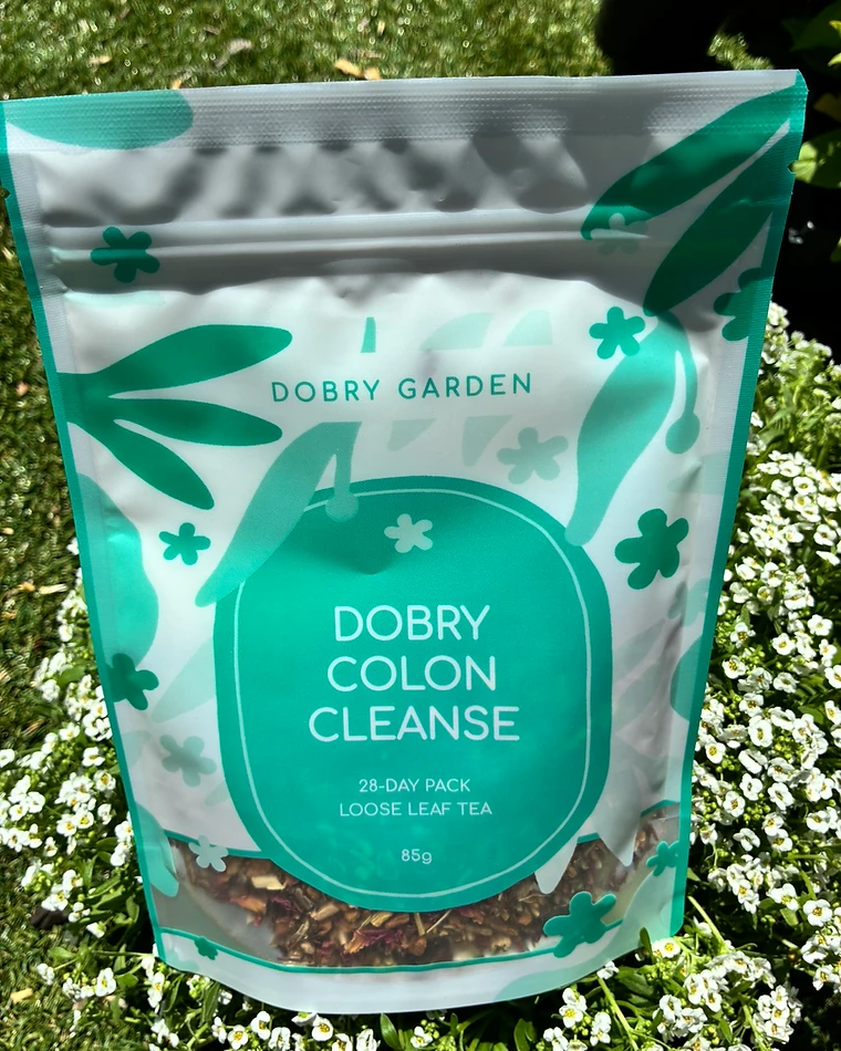 Dobry Colon Cleanse — Herbal Tea Blend · 28-Day Pack photographed in the Dobry Garden