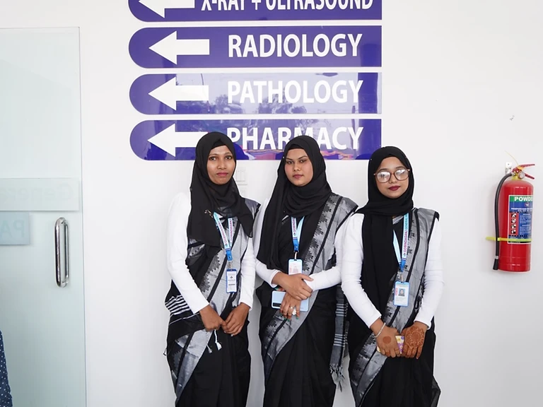 GGH department direction signs for reception, OPD, X-Ray, radiology, pathology and pharmacy