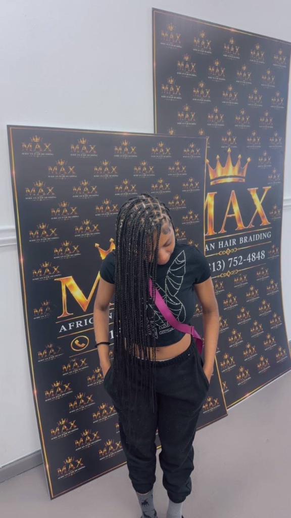 Long knotless braids with beads