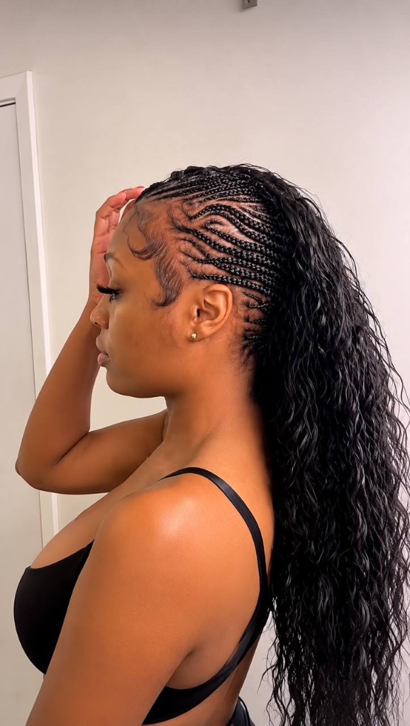 Cornrow wave pattern braiding