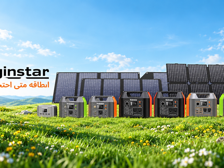 Enginstar portable power stations and solar panels in the outdoors