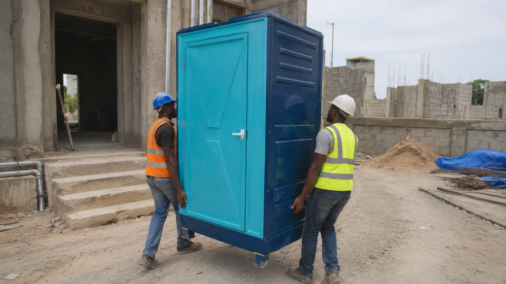 Cabine sanitaire mobile raccordée à l'eau
